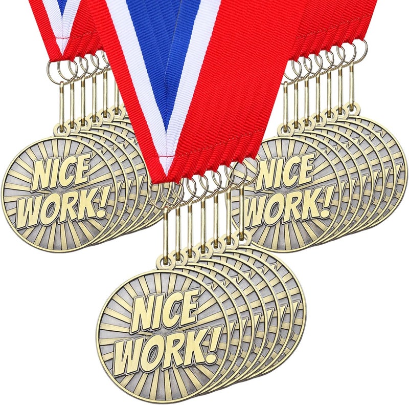 Quelay 30 Pcs 2'' Gold Awards Medals Bulk Winner Medals with Neck Ribbons Encourage Team Participation for Adults Trophy Award Prize Gift Competitions Graduation Party - Image 1